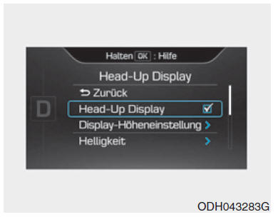 Head-up-Display EIN/AUS