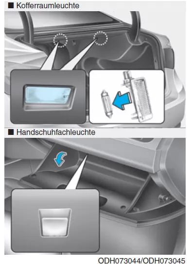 Glühlampen der Innenraumbeleuchtung ersetzen