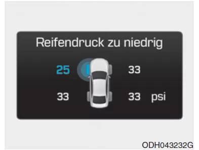 Reifendruck zu niedrig