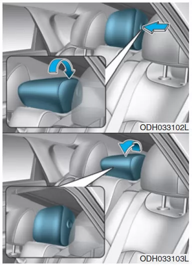 Einklappen dermittleren Kopfstütze