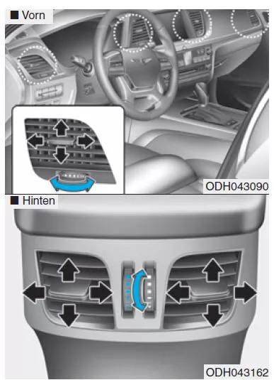 Lüftungsdüsen im Armaturenbrett