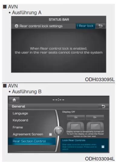 Deaktivierung der im Fond montierten Schalter