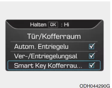 Smartkey-Kofferraumentriegelung