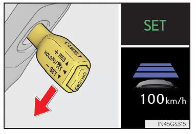 Einstellen der Geschwindigkeit (Abstandsregelungsmodus)
