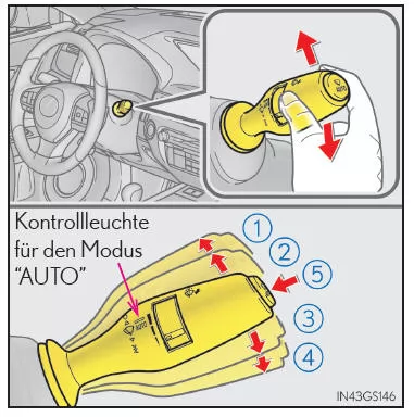Betätigen des Scheibenwischerhebels