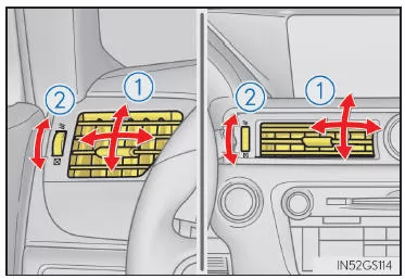 Vordere mittlere Luftauslässe und vordere seitliche Luftauslässe