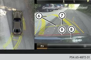 Draufsicht mit Bild der Rückfahrkamera