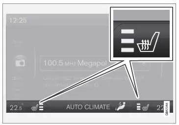 Die aktuelle Heizleistung wird im Bildschirm der Mittelkonsole angezeigt.