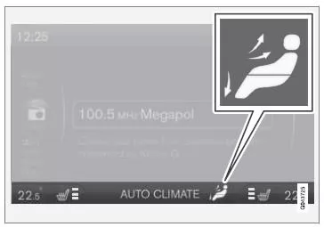 Die gewählte Luftverteilung wird im Bildschirm der Mittelkonsole angezeigt.