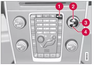 Aktive Menüoptionen werden mit einem Kreuz angezeigt.