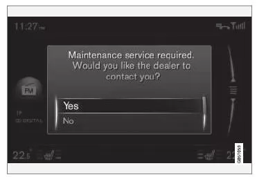 Wartungsmeldung auf dem Bildschirm.