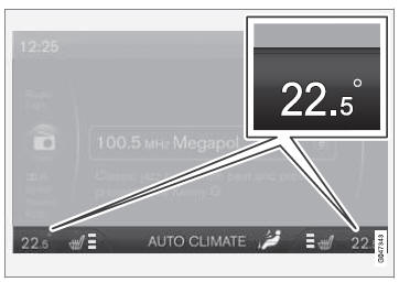 Die aktuelle Temperatur für jede Seite wird auf dem Bildschirm der Mittelkonsole angezeigt.